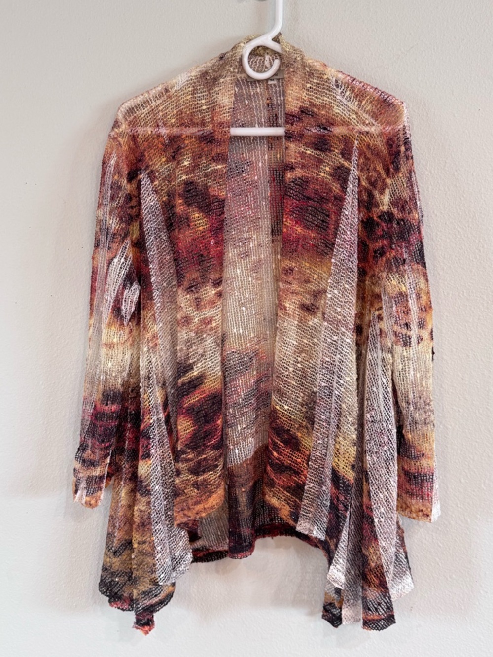 Lightweight Open-Front Women’s Sweater Cardigan Topper- Multicolor Size 1X